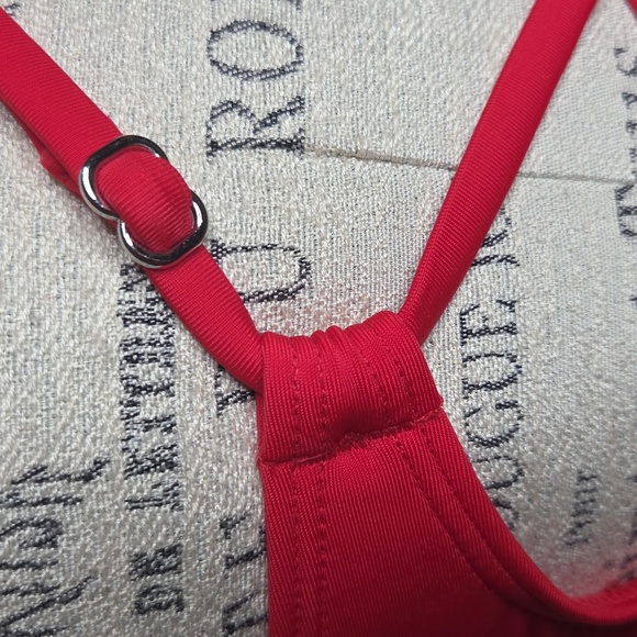 Cupshe Red Ruffled Sweetheart Neckline Long Torso One Piece Swimsuit Size LT - Picture 5 of 12